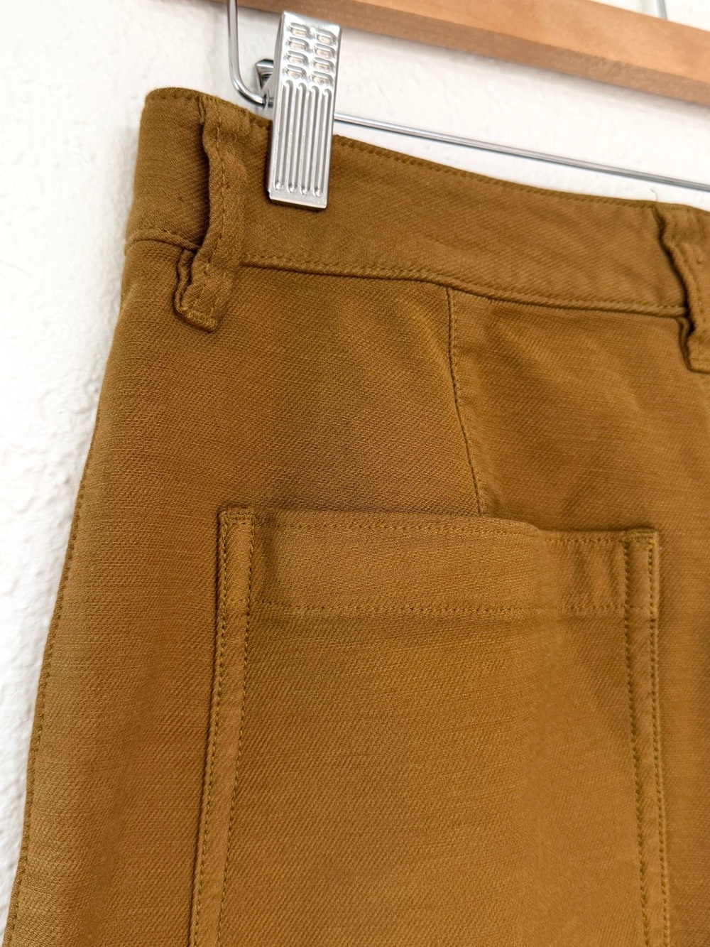 FAHERTY soft stretch flared pants / mustard high waist casual trousers / 27 - Picture 8 of 8